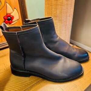 Franco Sarto Hixton Boots Leather Neutral Minimalist Bikercore Moto Size 8.5